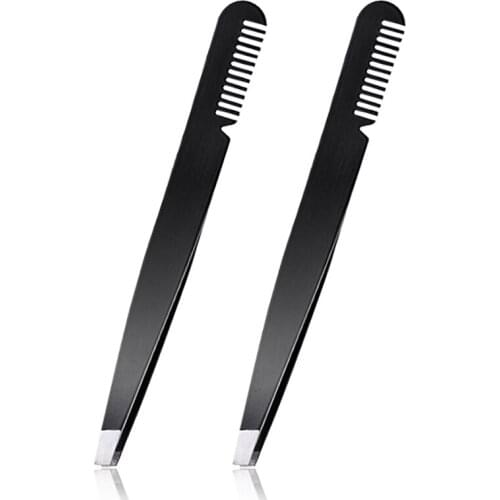 1PC Black Color Eyebrow Tweezer Hair Beauty Slanted Puller Stainless Steel Eye Brow Clips Makeup Tool Brand