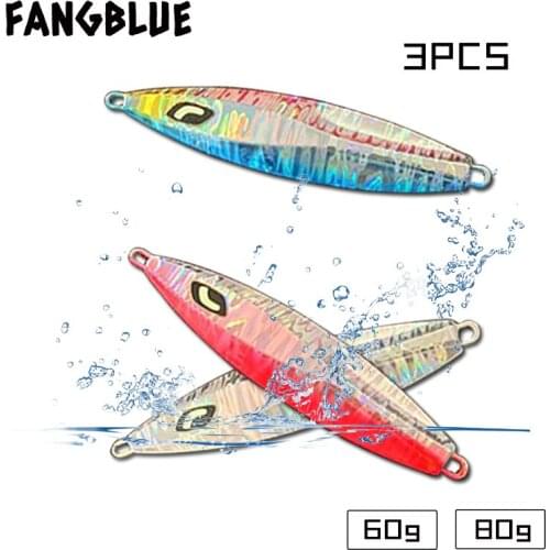 3pcs Metal Jig Fishing Lure 60g 80g Artificial Hard Bait Jig Bait Lure Shore Cast Decoys For Bass Trout Fishing Accessories