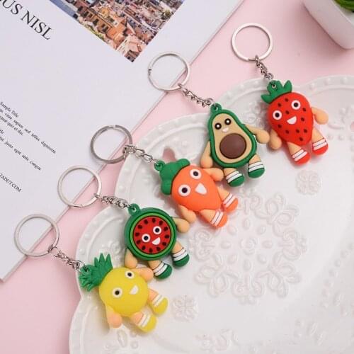 5pcs Girl Heart Simulation 3D Avocado Keychain Bag Coin Purse PVC Soft Toy Pendant