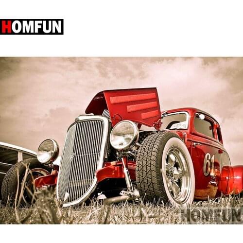 HOMFUN Full Square/Round Drill 5D DIY Diamond Painting "Car scenery" 3D Diamond Embroidery Cross Stitch Home Decor A19674