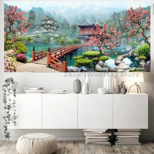 Diamond Painting Full Drill Square Chinese Garden Building Lake Landscape Diamond Embroidery Cross Stitch Kit Rhinestones GG4528