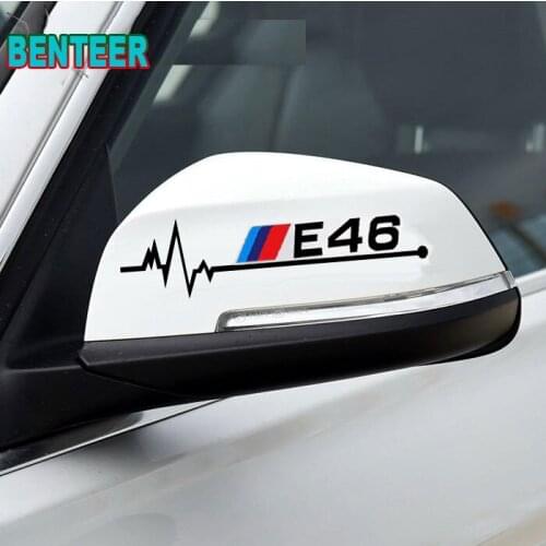 2pcs E30 E34 E36 E39 E46 E60 E90 Car rearview mirror sticker For bmw 1 3 5 series m3 m5 120i 130i 318i 320i 325i 520i 530i 528i