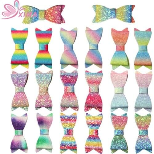 XIMA 20pcs/lot 3inch Gradient Color Bow without Clip Bowknot Princess Hair Bows NO CLIP for DIY Hair Accessories