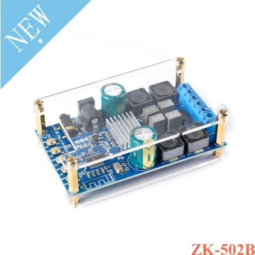 Bluetooth Audio Digital Power Amplifier Board Module Dual-channel 50W*2 50Wx2 DC 4.5-27V with Shell without POP Sound ZK-502B