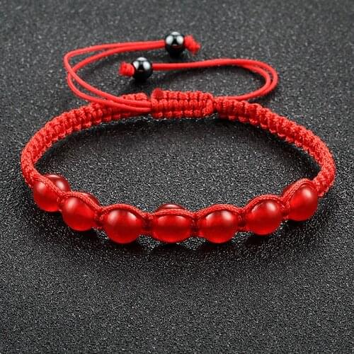 Women Beaded Bracelet Black Red Yellow Handmade Braided Rope Bracelets Natural Stone Bead Adjustable Bangle for Men Jewelry Gift