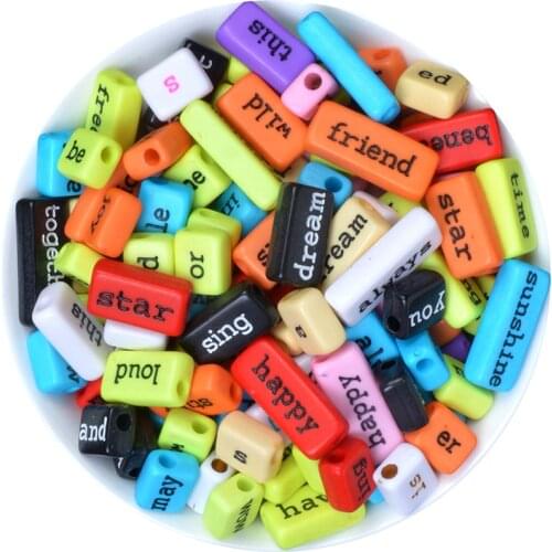 Letter Beads Rectangular Shape Multi-size Word Beads Charms Bracelet Necklace For Jewelry Making Accessories