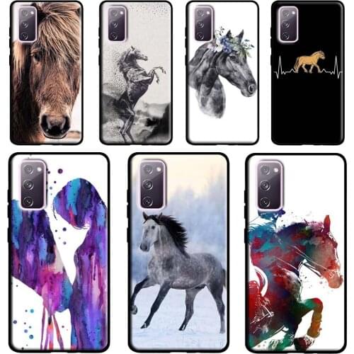 Horse Watercolor Flowers Case For Samsung Galaxy S20 FE S21 Ultra Note 20 Note 9 10 S10e S8 S9 S10 Plus Phone Cover