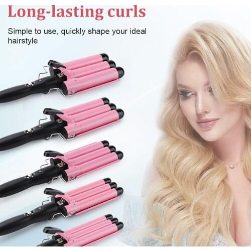 Professional Triple Barrel Electric Hair Waver Curly Perm Splint Hair Curling Iron Ceramic Triple Barrel Air Curler Wand Curler