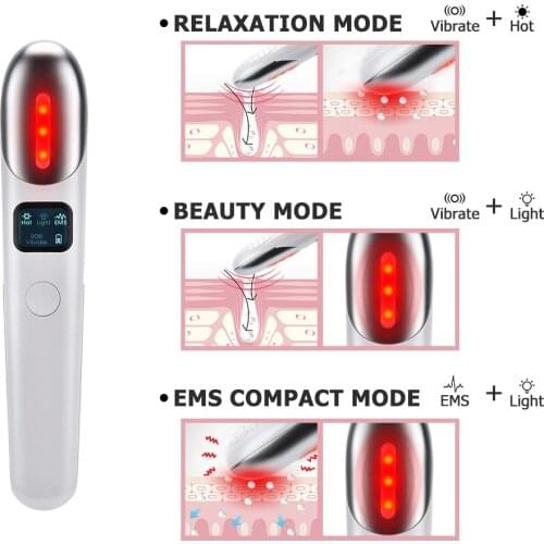 EMS Vibration Eyes Massage Red Light Therapy Anti Wrinkles Remove Dark Circle Anti Aging Eye Care Hot Massager Beauty Instrument