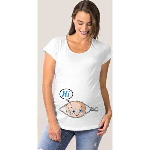 Pregnant women hot sale t shirt funny pregnancy shirts for trendy mothers cute pattern print maternity