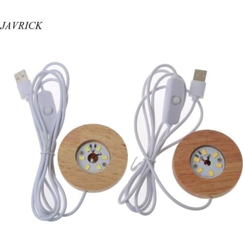 Handmade Resin Art Mini Thin LED Wood Display Base Resin Display Round Wooden Night Base Resin Ornament Stand DIY Crafts