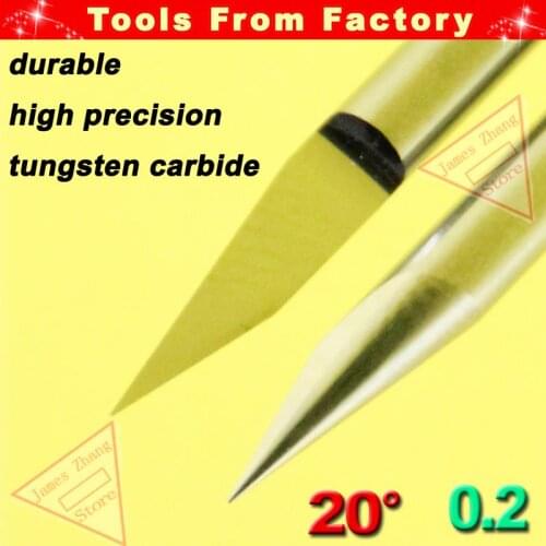 HUHAO 10pcs 20 Degree 0.2mm Carbide PCB CNC Engraving Machine Router V Bits # J3.2002