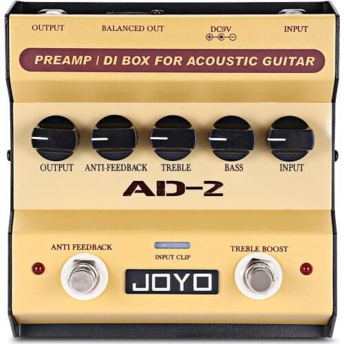 JOYO AD-2 Acoustic Guitar Pedal Preamp and DI Box built-in Dual Band EQ Anti-feedback Circuit Treble Boost Effects Guitar Parts