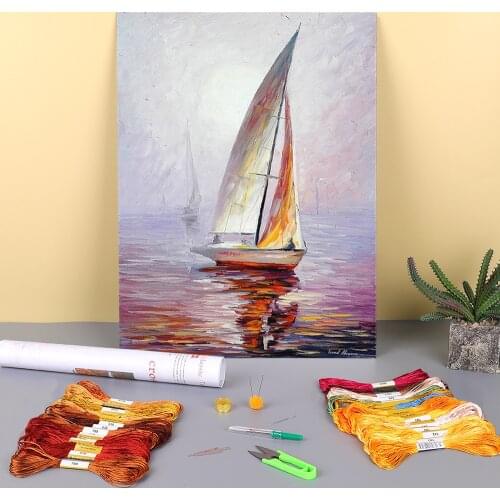Oil Painting Style Pale Sale Printed 11CT Cross Stitch Set Embroidery DMC Threads Needlework Knitting Handiwork Adults