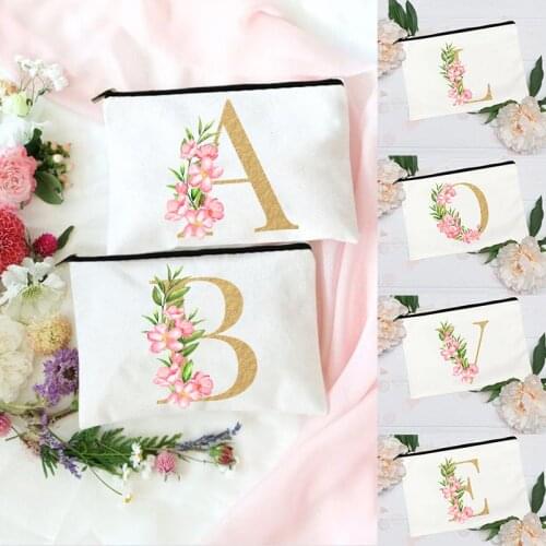 Bridesmaid Makeup Bag Alphabet Women Cosmetic Bags Women Toiletries Organizer Female Storage Make Up Cases Bridal Wedding Gifts