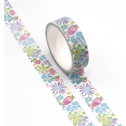 1pcs Creative Colorful flowers Washi Tape Adhesive Paper Tape School Office Supplies DIY Scrapbooking Decorative Sticker Tape 5m