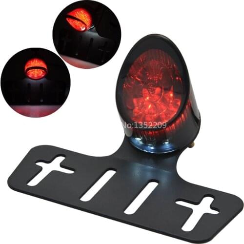Motor Smoke Lens LED Rear Brake Tail Lights With License Plate Bracket Kit For Harley Cafe Racer Chopper Bobber Honda Kawasaki