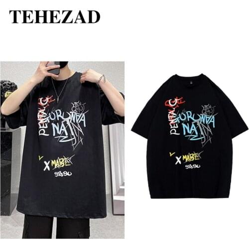 Mens Short-Sleeved T-Shirt 2021 Youth Japanese Hong Kong Style Loose Large Size Casual Womens Short-Sleeved T-Shirt for Lovers