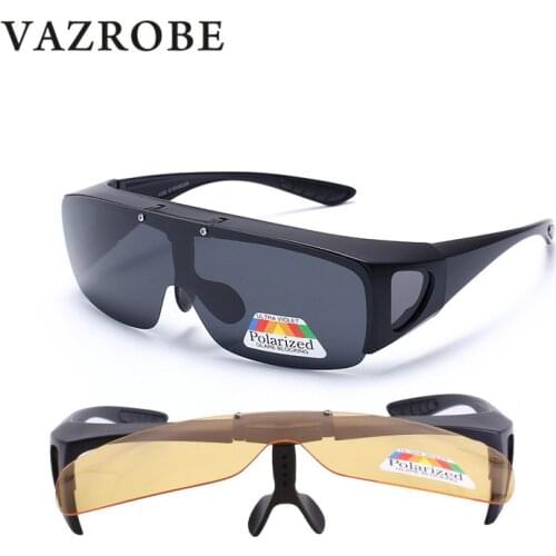 Vazrobe Clip on Polarized Sunglasses Men Women Driving Glasses for Diopter Drivers Goggles Day Night Vision Flip Up Lens