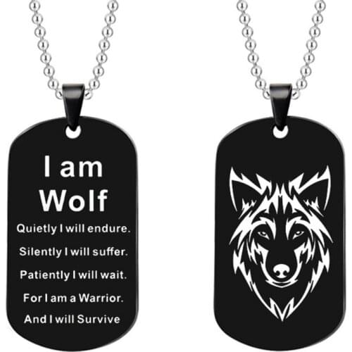 Fashion Rock Stainless Steel Wolf Head Mens Pendant Necklace Accessories Black Keychain Gift For Boyfriend Husband