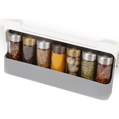 7PCS Kitchen Self-Adhesive Wall-Mounted Under-Shelf Spice Organizer Spice Bottle Storage Rack Kitchen Supplies Storage In Stock