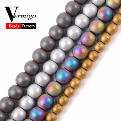 Wholesale Matte Hematite Natural Stone Beads Dull Polished Round Loose Beads For Jewelry Making 3 4 6 8 10mm Diy Bracelet