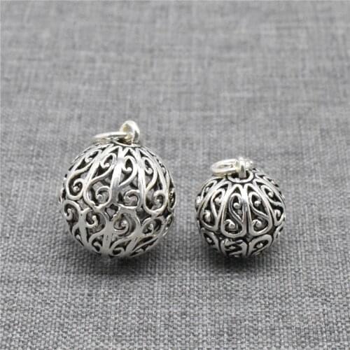 2pcs of 925 Sterling Silver Filigree Spiral Round Ball Charms Pendants for Necklace Bracelet