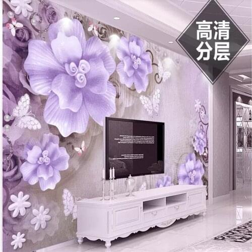 Custom wallpaper HD three-dimensional embossed rose pearl Nordic vintage jewelry sofa living room bedroom wall