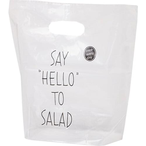 50pcs Transparent Plastic Bag With Handles Gift Packaging Bag Food Cookies Bread Supermarket Packing Bags Party Supplies