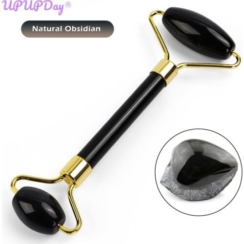 Black Jade Roller Face Massage Roller Double Heads Eyes Face Massager Natural Beauty Tool Stone Needle Relaxation Neck Thin Lift