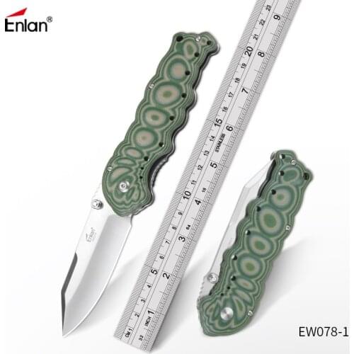 ENLAN EW078 Caterpillar Folding Knife 8Cr13mov Steel ,G10 Handle,58Hrc Survival Hunting Knives Camping Gift Edc Outdoor Tool