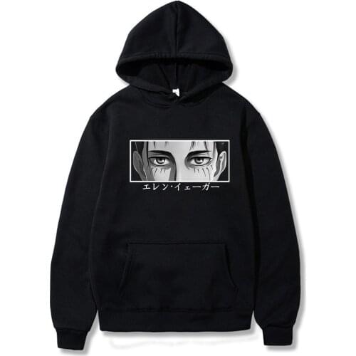 Attack on Titan Anime Hoodies Eren Yeager Eyes Print Hooded Men Fashion Pullover Sweatshirt Causal Tops