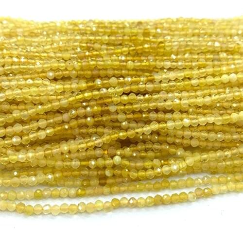 Veemake Yellow Opal DIY Necklace Bracelets Earrings Natural Charm Gemstone Crystal Faceted Round Beads For Jewelry Making 06548