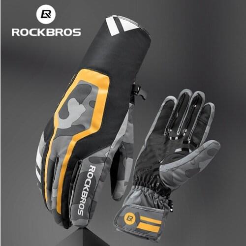 ROCKBROS Waterproof Warm Cycling Winter Gloves Windproof Touch Screen Ski Gloves Bike Bicycle Scooter Motorcycle MTB Guantes