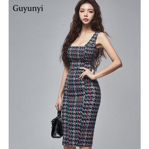 High Waist Slim Elegant Dress 2020 Summer Simple Small Sexy Square Collar Sleeveless Fashion Printing Womens Party Dress