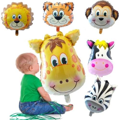 1PC Forest Animals Theme Tiger Lion Monkey Zebra Deer Giraffe Cow Air Balloon Kids Gift Birthday Decoration Baby Shower Toys