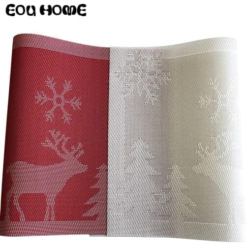 2/4/6pieces Set Christmas Fawn Mats Pads Placemat Coasters Heat-insulated Waterproof PVC Kitchen Dinning Bowl Dish Pad Table Mat