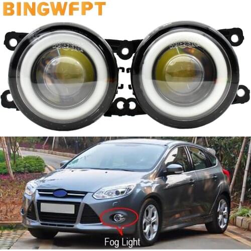 2 Pcs Angel Eye Car LED Fog Light DRL Front Fog Lamp For Ford Focus MK2 MK3 2004-2015