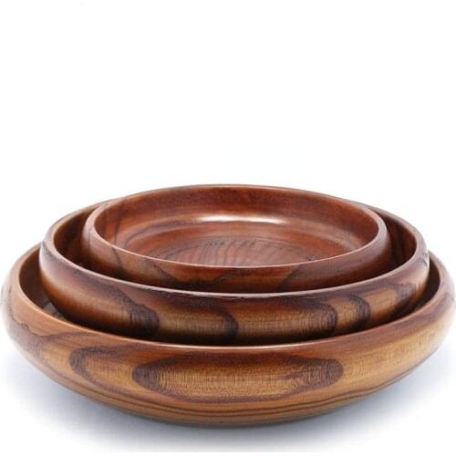 23cm Natural Wooden Trumpet Wooden Plate Salad Bowl Fruit Plate Wooden Bowl frut tray snack wood plates dishes dinner plates