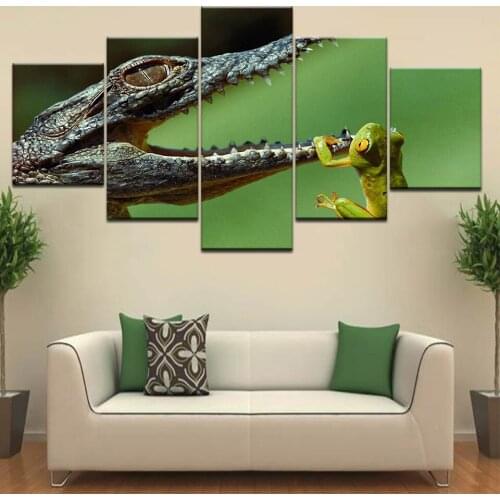 5 Panel/piece HD Print The crocodile and frog modern wall posters Canvas Art Painting For home living room decoration