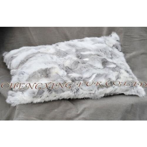 FREE SHIPPING CX-D-14 Custom 40*60cm Made Natural Colour Rabbit Fur Patchwork Pillow Cover Pillow Cases