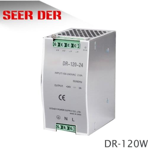 Power Supply Meanwell style DR-120-24 120W 12V 24V 48V din rail aluminum enclosure smps / Switch power supply