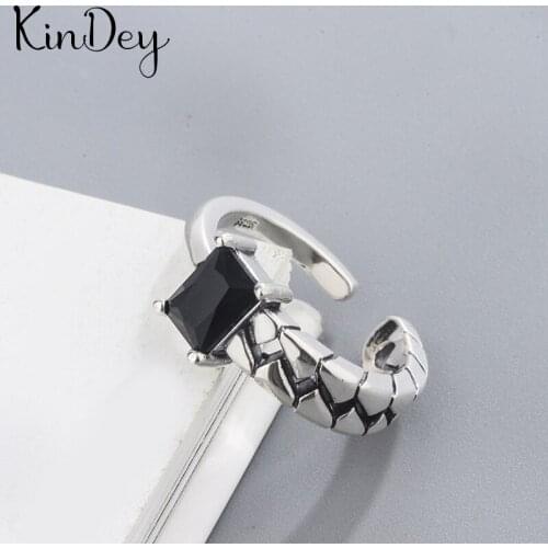 Bohemian Charm Boho Black Zircon Rings For Women Lover Wedding Bridal Valentines Gifts Men Open Retro Antique Rings 2021