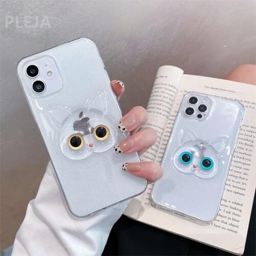 Suitable for iPhone 12 11 Pro Max X XS Max XR SE 2020 7 8 plus hard back cover12 mini cute 3d eye glitter transparent phone case