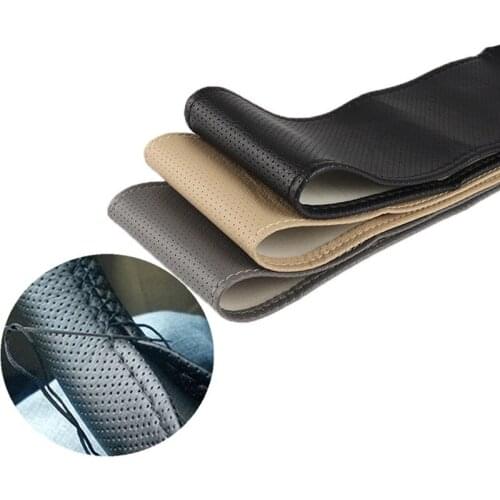 Car Steering Wheel Cover 38cm Pu Leather Leather DIY Braid On The Steering-wheel Cover With Needle And Thread Hand Sewing