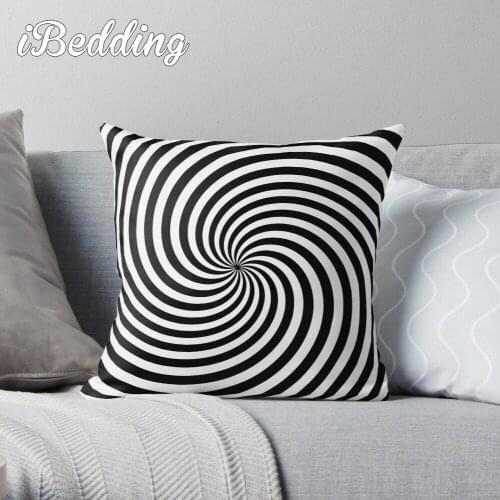 Black And White Op-Art Spiral Throw Pillow Cushion Cover Polyester Throw Pillows Case On Sofa Home Living Room Decor
