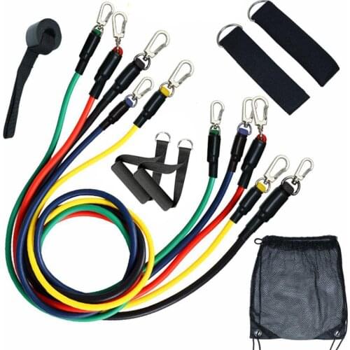 Resistance Bands Training Exercise Yoga Tubes Pull Rope 11 Pcs/Set Latex Rubber Elastic Bands Mountaineering Buckle Yoga Fitness