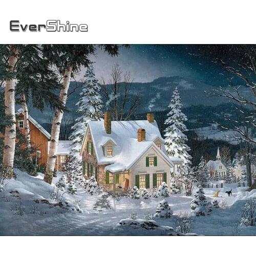Evershine Diamond Painting Landscape Winter Embroidery Scenery Needlework Full Square Mosaic Cross Stitch Wall Decoration
