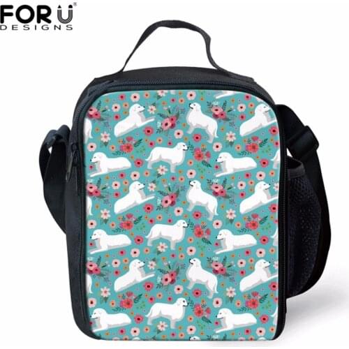 FORUDESIGNS Flower Dog Lunch Bag Reusable Box Sack Durable Insulated Thermal Lunch Box Snack Cooler Food Picnic Container Men