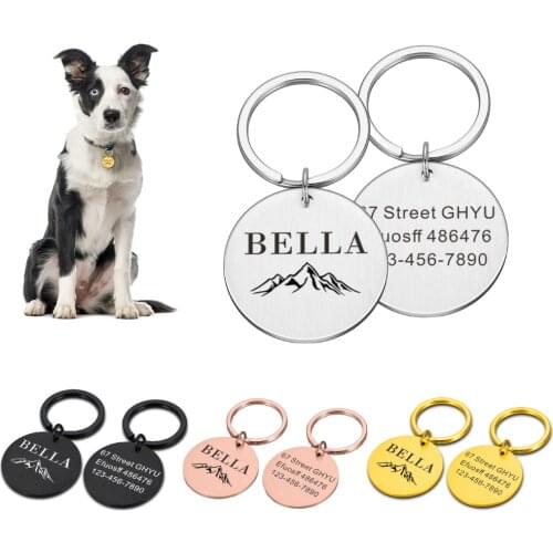 Pet Dog ID Tags Free Engraved Personalized Cat Puppy ID Tag Pet Dog Collar Accessories Custom Dogs Anti-lost Name Tags Pendant